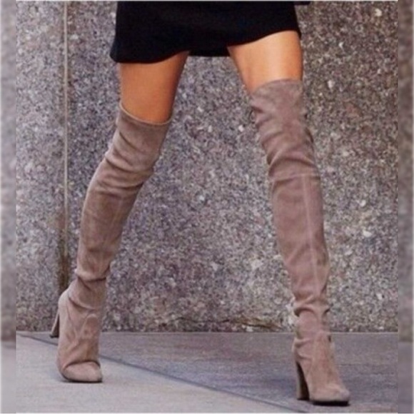 Stuart Weitzman Highland Over Knee Suede Boots Tall Taupe Classic Tan Brown US 9 - Picture 14 of 14